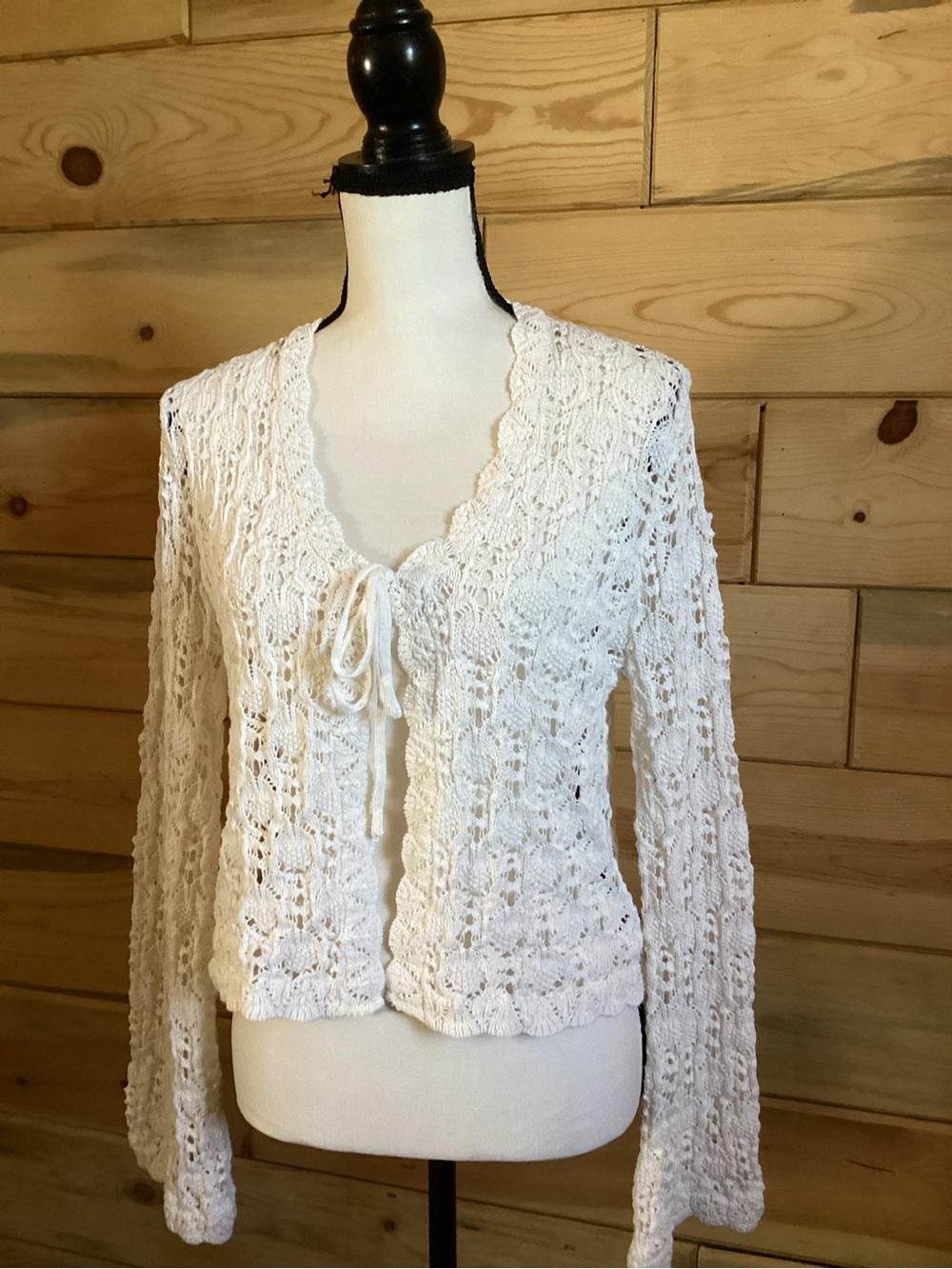 Madden Girl Cream Crochet Tie-Front Top